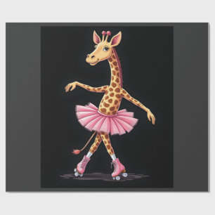 Giraffe On Roller Skates In Pink Tutu Tank Top Wrapping Paper
