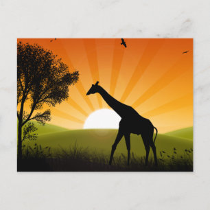 Giraffe On The Move Postcard