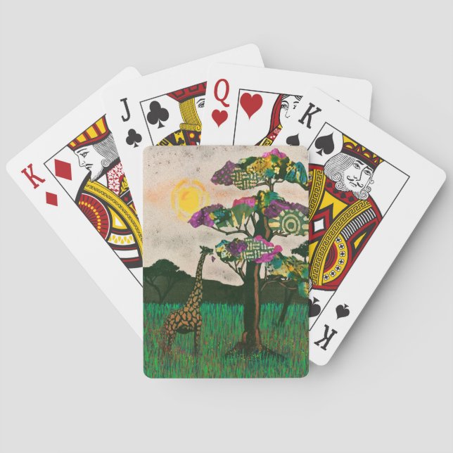 Giraffe on the Planes of Africa Playing Cards (Back)