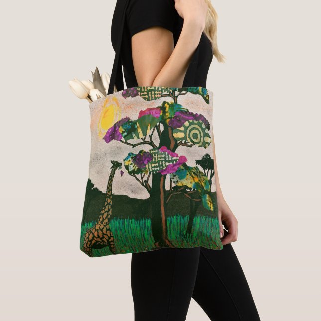 Giraffe on the Planes of Africa Tote Bag (Close Up)