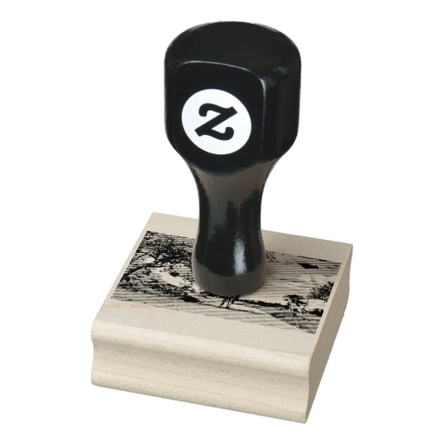 Giraffe on the road rubber stamp (Stamp)