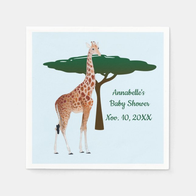 Giraffe On The Savanna Napkin (Front)