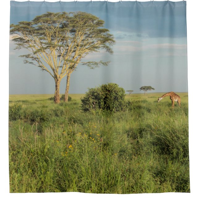 Giraffe on the Serengeti Shower Curtain (Front)