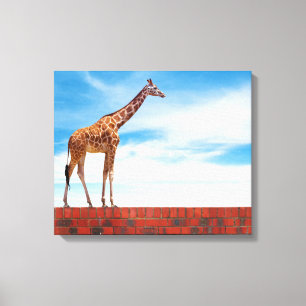 Giraffe on the wall canvas print