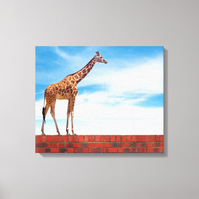Giraffe on the wall canvas print (Front)