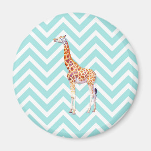 Giraffe on zigzag chevron. magnet