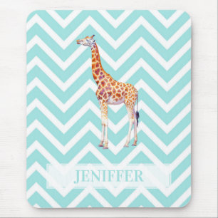 Giraffe on zigzag chevron. mouse mat