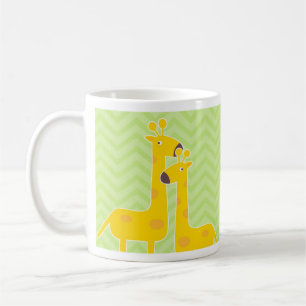 Giraffe on zigzag chevron pattern. coffee mug