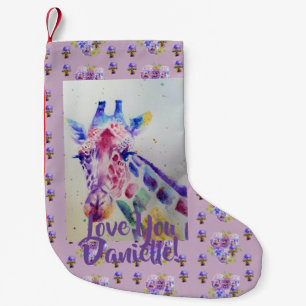 Giraffe Painting floral Girls Christmas Stocking