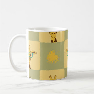 Giraffe Palm: Tropical Checked Print Coffee Mug