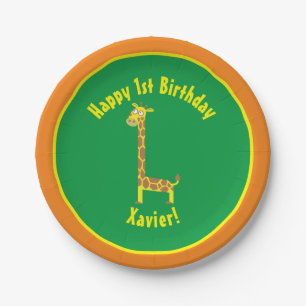Giraffe Paper Plates Animal Birthday Party