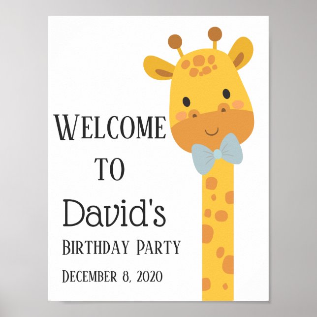 Giraffe , party welcome sign (Front)