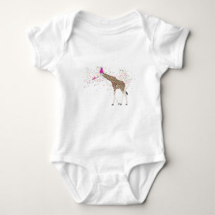 Giraffe Partying Safari Animals Having a Party  Baby Bodysuit