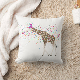 Giraffe Partying Safari Animals Having a Party Cushion