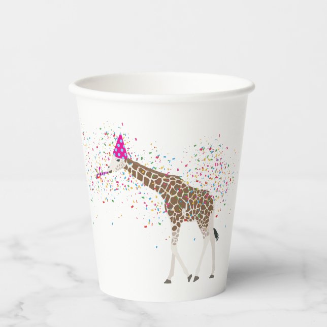 Giraffe Partying Safari Animals Having a Party   Paper Cups (Front)