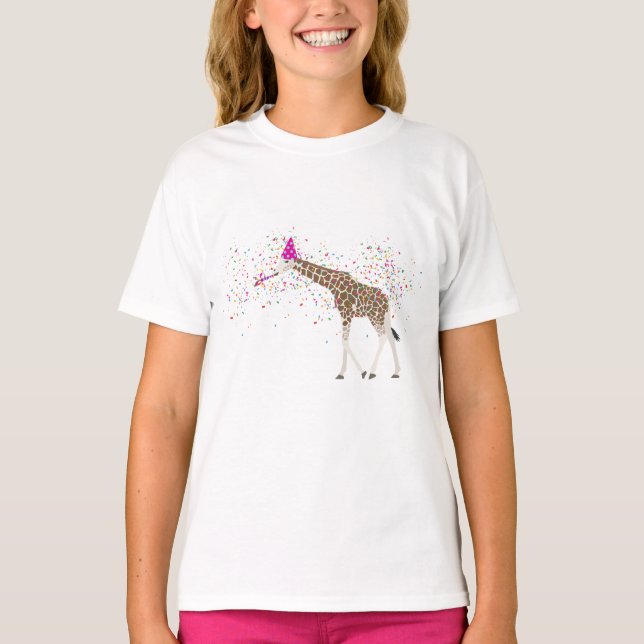 Giraffe Partying Safari Animals Having a Party  T-Shirt (Front)