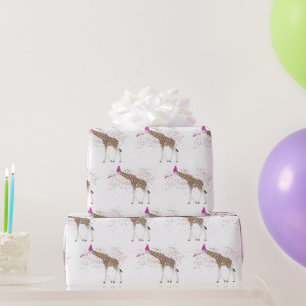 Giraffe Partying Safari Animals Having a Party  Wrapping Paper