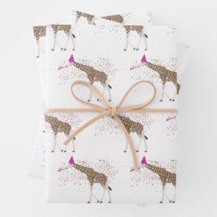 Giraffe Partying Safari Animals Having a Party  Wrapping Paper Sheet