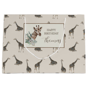 Giraffe patterend Personalised Large Gift Bag
