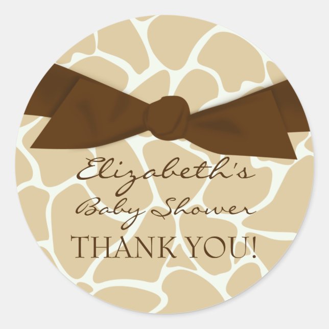 Giraffe Pattern Baby Shower Stickers (Front)