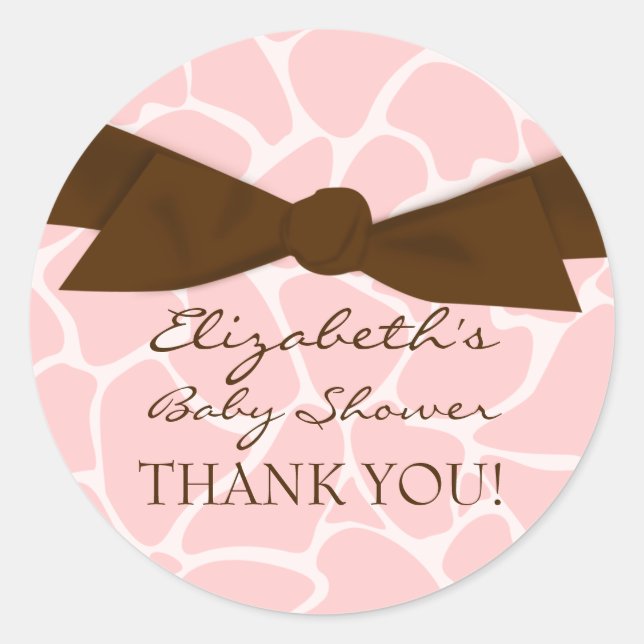 Giraffe Pattern Baby Shower Stickers (Front)