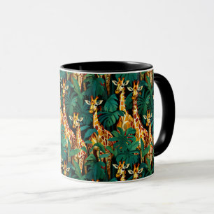 Giraffe Pattern in a Green Leafy Jungle Mug