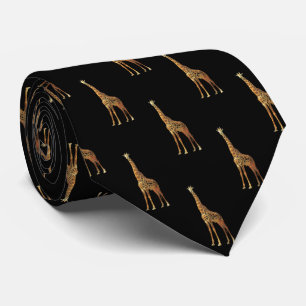 Giraffe Pattern On Black Tie