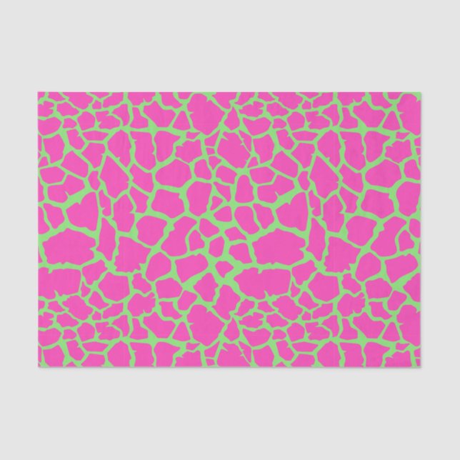 Giraffe Pattern Pink and Green  Tissue Paper (Front)