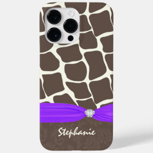Giraffe Pattern Printed Ribbon and Rhinestone Case-Mate iPhone 14 Pro Max Case