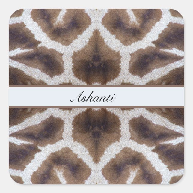 Giraffe pattern safari style customisable square sticker (Front)