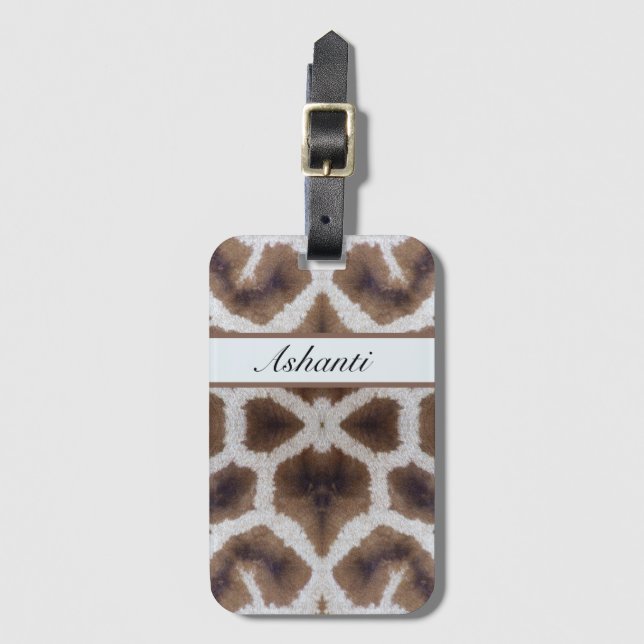 Giraffe pattern safari style luggage tag (Front Vertical)