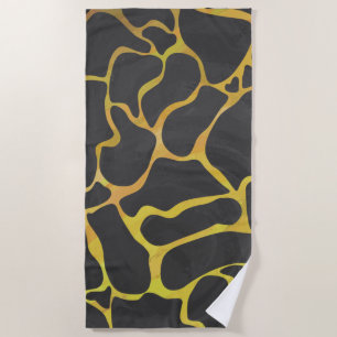 Giraffe pattern with black and yellow beach towel