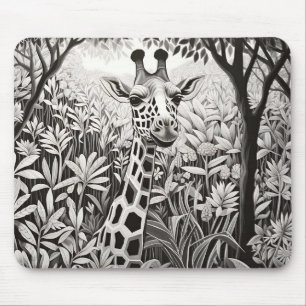 Giraffe Peaceful Nature Prairie Sketch Drawing Art Mouse Mat