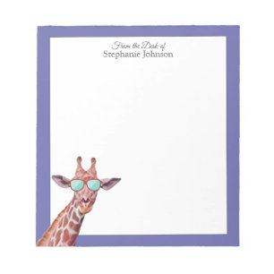Giraffe Peri Purple Monogram From the Desk of   Notepad