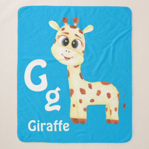 Giraffe personalise ABC: Letter G - Add Your Name Sherpa Blanket