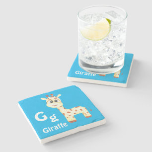 Giraffe personalise ABC: Letter G - Add Your Name Stone Coaster