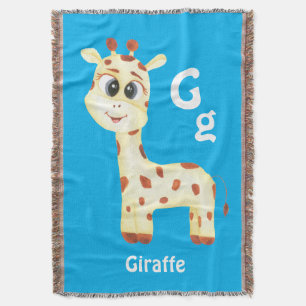 Giraffe personalise ABC: Letter G - Add Your Name Throw Blanket