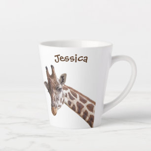 Giraffe Personalised Name Latte Mug