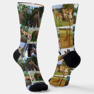 Giraffe Photo Collage, Crew Socks