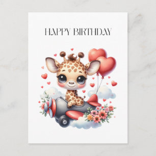 Giraffe Pilot Birthday Holiday Postcard