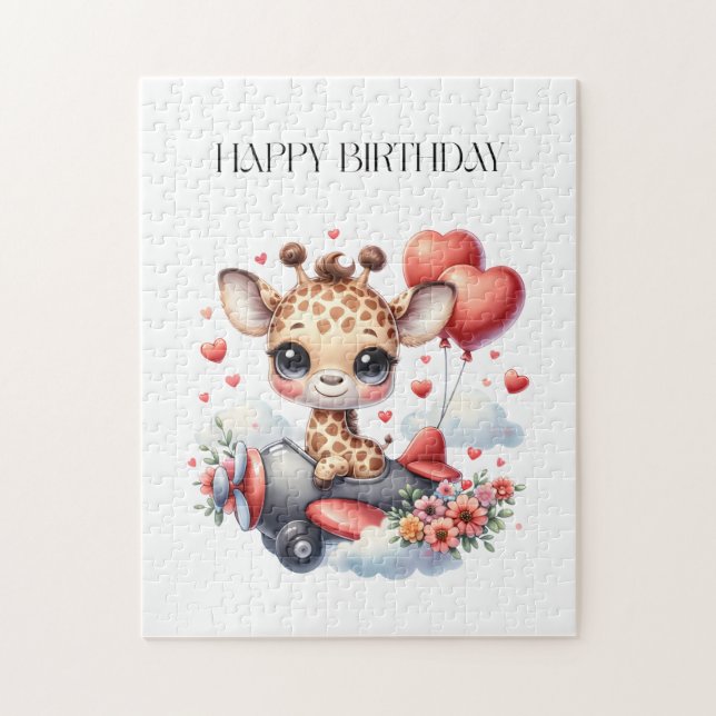 Giraffe Pilot Birthday Jigsaw Puzzle (Vertical)