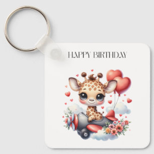 Giraffe Pilot Birthday Key Ring