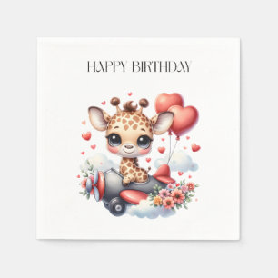 Giraffe Pilot Birthday Napkin