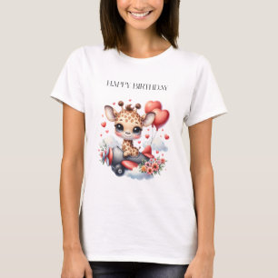 Giraffe Pilot Birthday T-Shirt