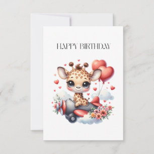 Giraffe Pilot Birthday Thank You Card