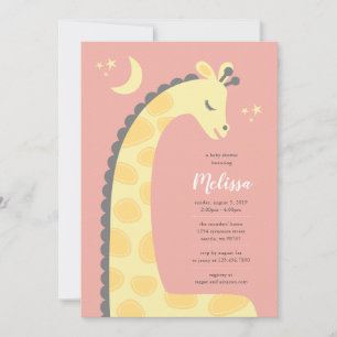 Giraffe Pink Background Baby Shower Invitation
