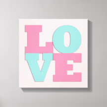 Giraffe Pink Mint Aqua Teal Wall Art Canvas