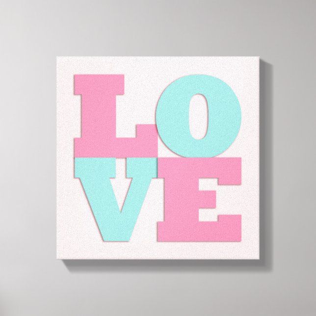 Giraffe Pink Mint Aqua Teal Wall Art Canvas (Front)