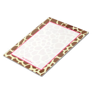 Giraffe & Pink Personalised Notepad