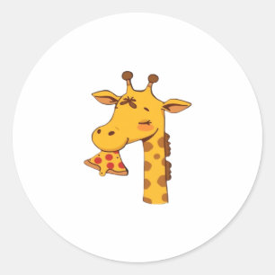 Giraffe pizza food hamburger cute happy birthday g classic round sticker